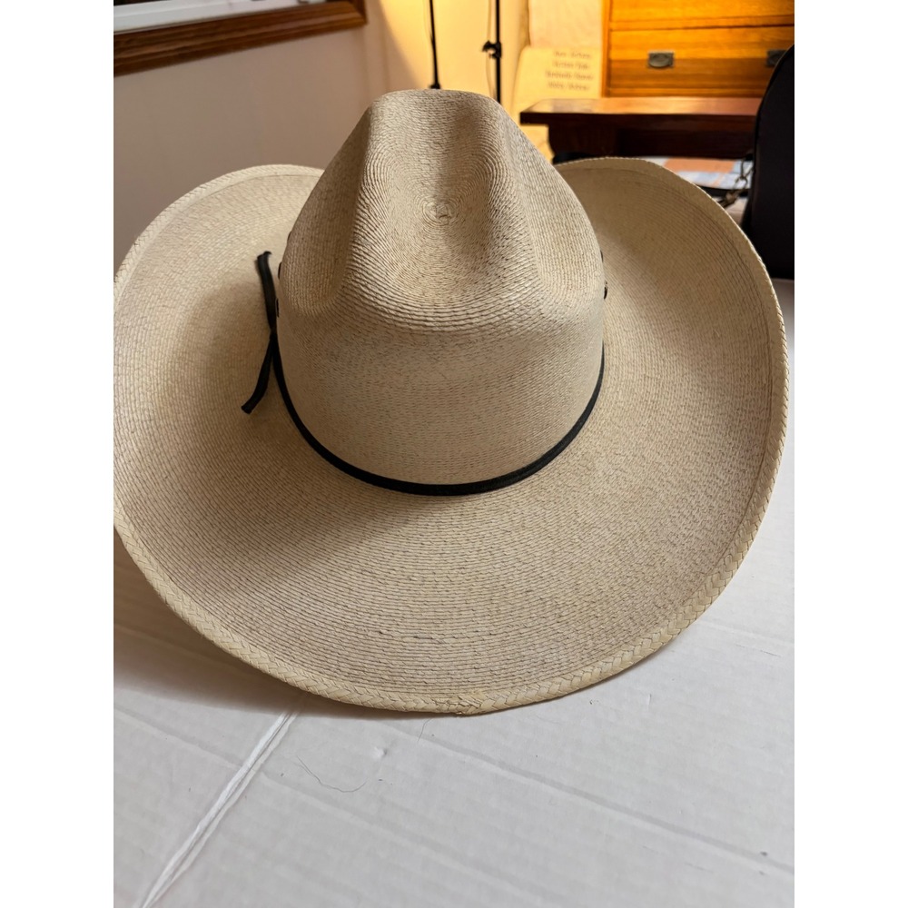 Atwood 5X Shantung Straw Cowboy Hat Tan Long Oval 7 5/8 Cattleman Crease - Picture 9 of 9